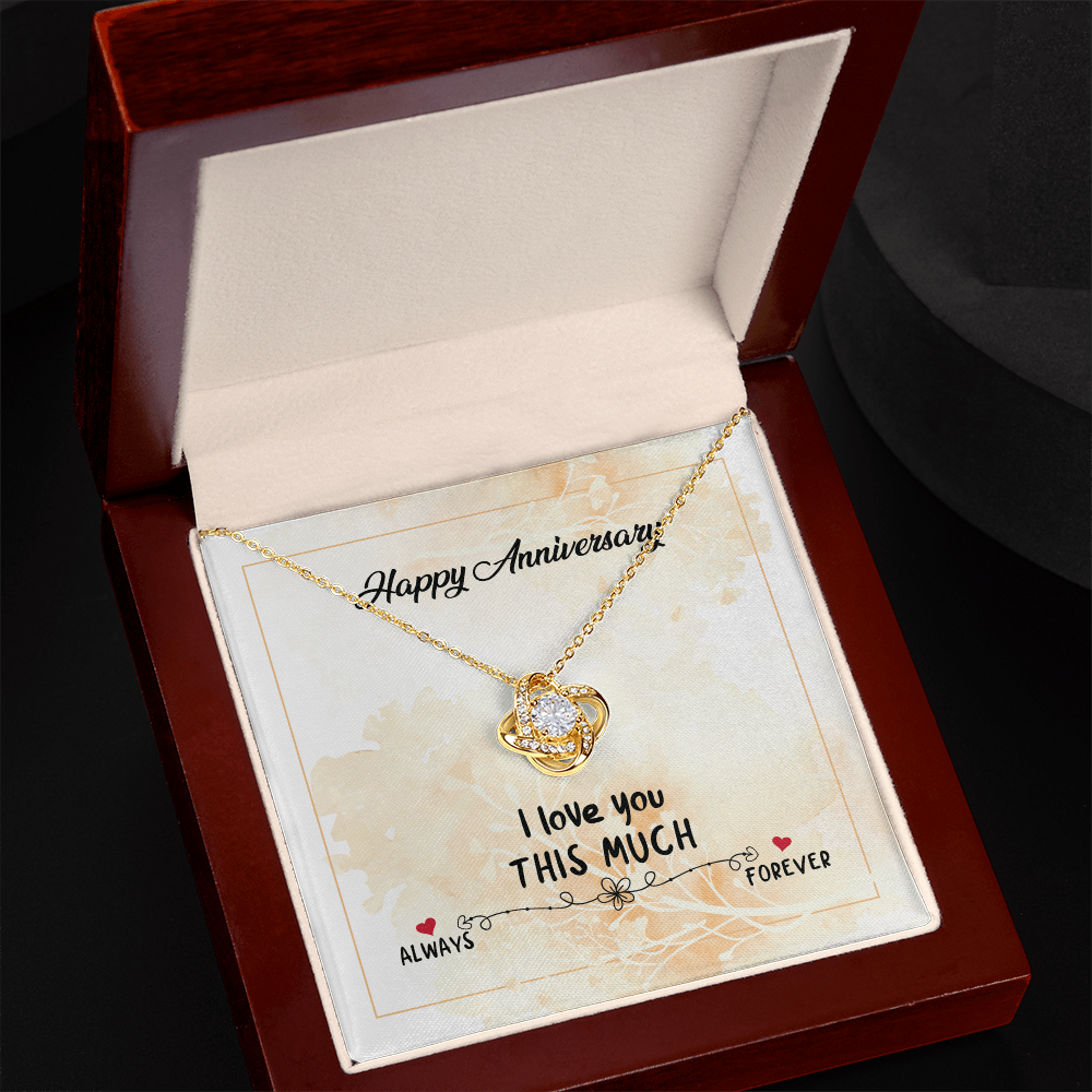 Anniversary Necklace for Wife – Love Knot Pendant Gift from Husband, Romantic I Love You This Much Jewelry