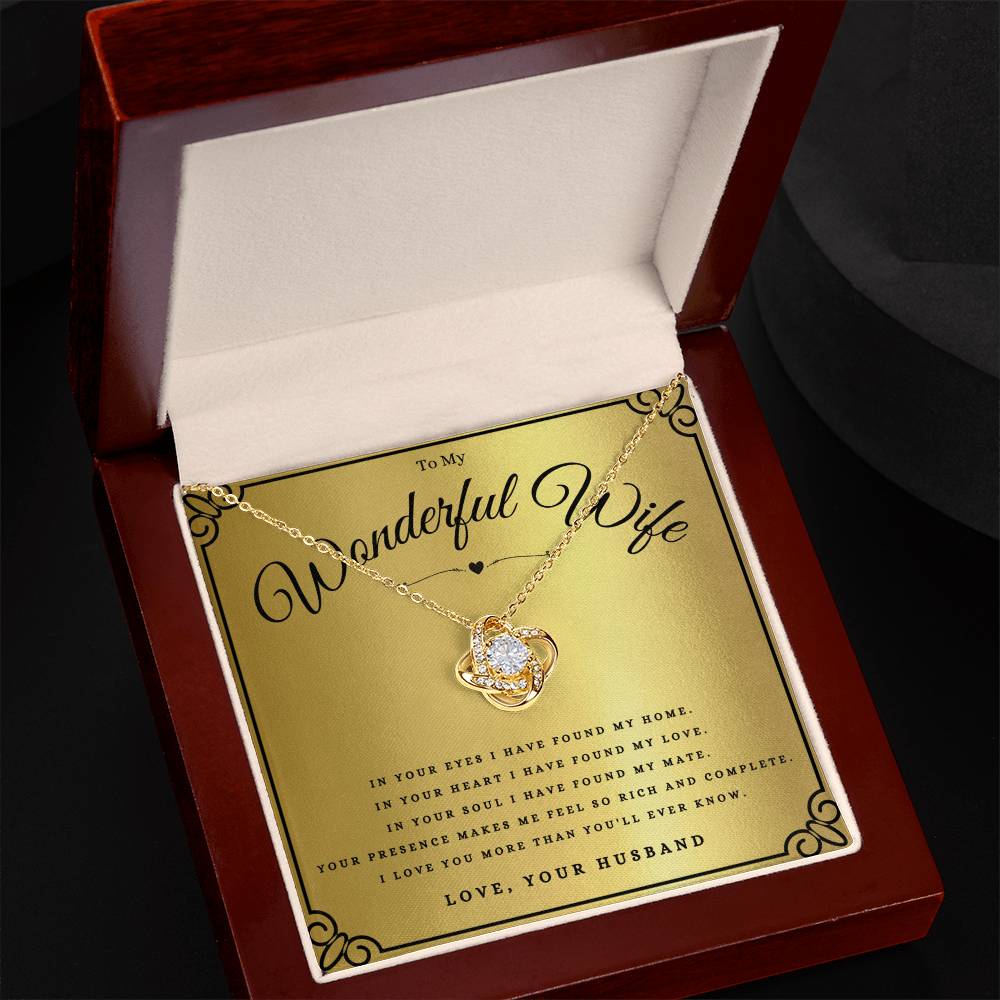 To My Wonderful Wife Love Knot Necklace Gift For Wife Anniversary, Wife Valentines Day Message Card Christmas Present From Husband, Wife Birthday Jewelry Gift by Best Gifts 305