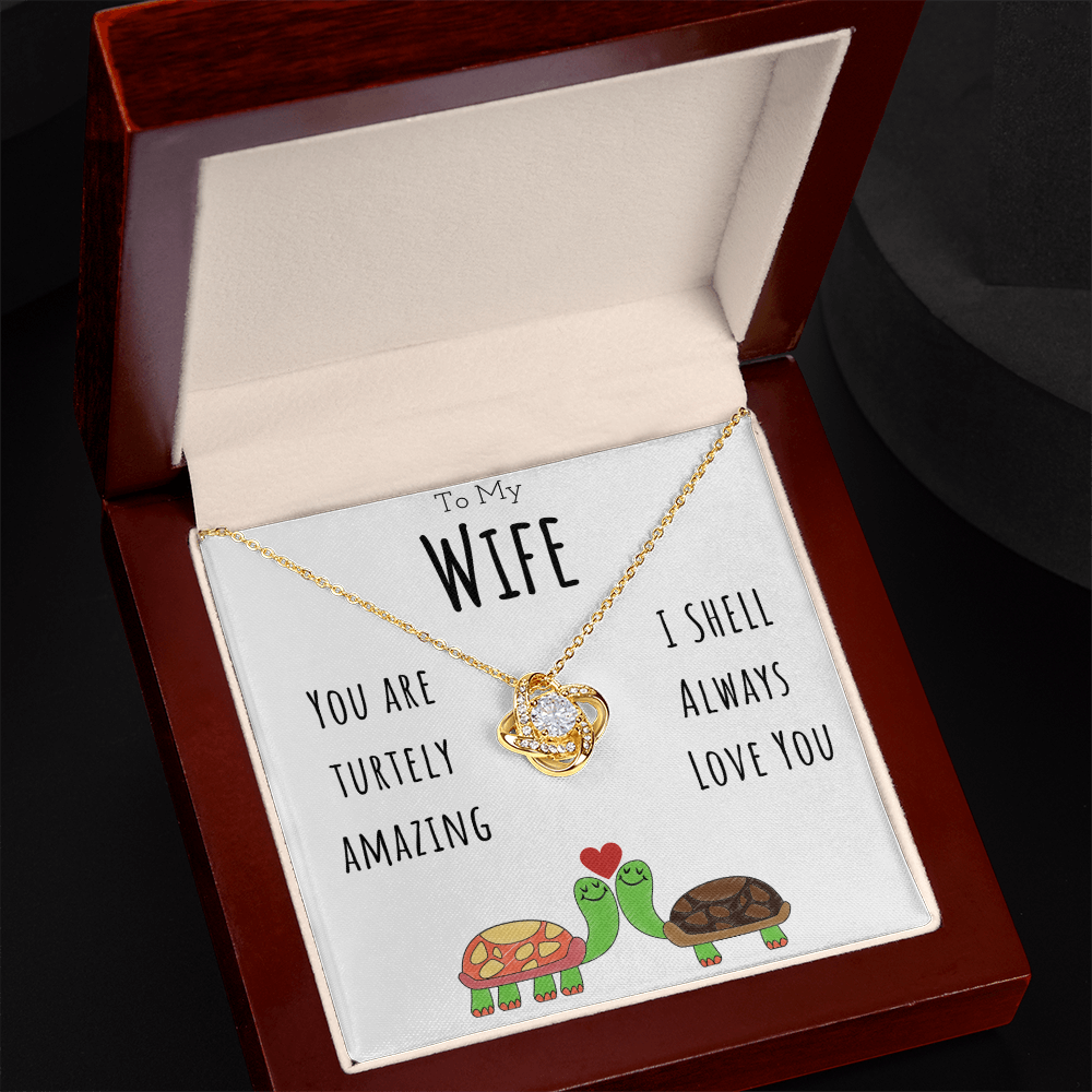 To My Wife Funny Turtle Message Card Jewelry Love Knot Necklace Gift From Husband, Cute Turtle Animal Pun Birthday Gift For Wife, Anniversary Present For Her by Best Gifts 305