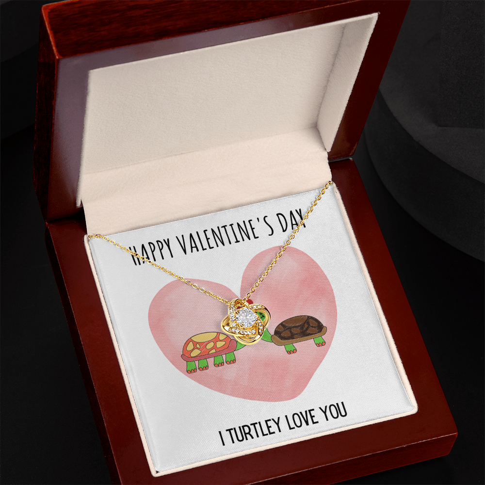 Funny Turtle Valentines Day Love Knot Necklace Jewelry Gift For Her, Funny Turtle V-Day Present From Him, Turtley Love You Cute Valentine's Day Message Card Jewelry, Turtle Puns by Best Gifts 305