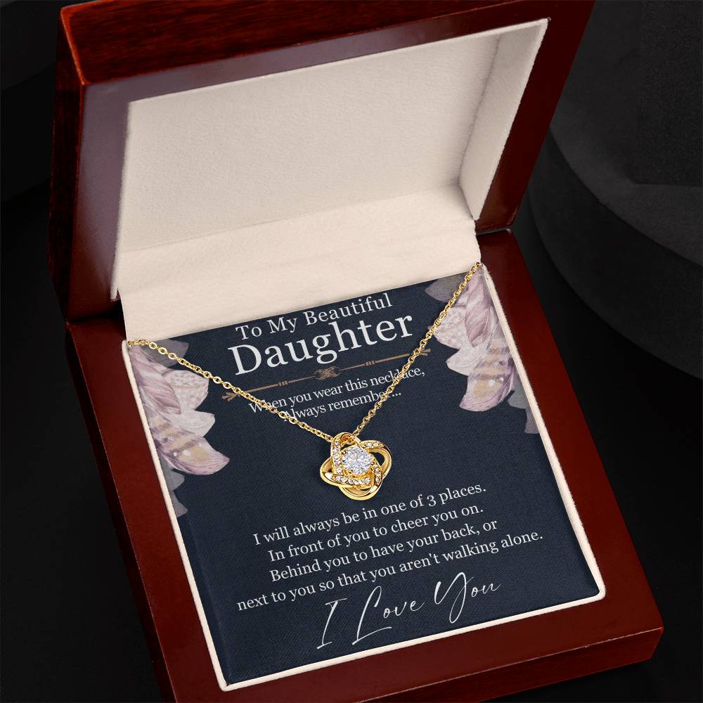 To My Daughter Love Knot Necklace – Inspirational Gift from Mom or Dad with Message Card