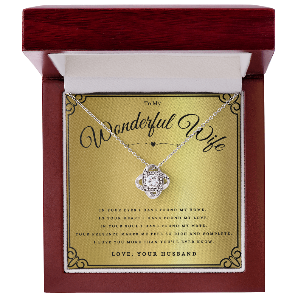 To My Wonderful Wife Love Knot Necklace Gift For Wife Anniversary, Wife Valentines Day Message Card Christmas Present From Husband, Wife Birthday Jewelry Gift by Best Gifts 305