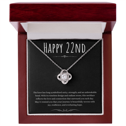 22nd Birthday Gift Love Knot Necklace For Woman Turning 22 Meaningful Jewelry Message Card Present by Best Gifts 305