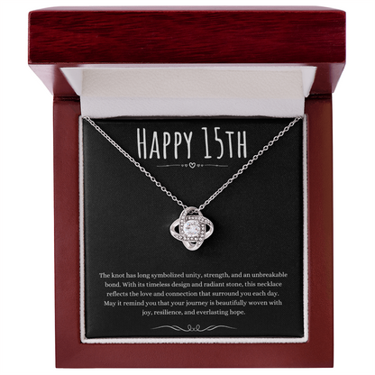 15th Birthday Gift Love Knot Necklace For Woman Turning 15 Meaningful Jewelry Message Card Present by Best Gifts 305