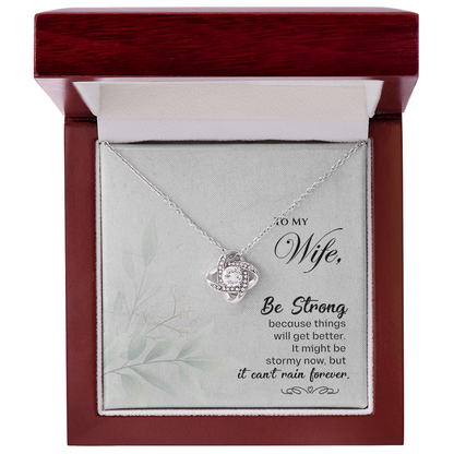 To My Strong Wife, Love Knot Necklace For Wife, Wife Anniversary Present, Birthday Wife Gift from Husband, Gift To My Wife