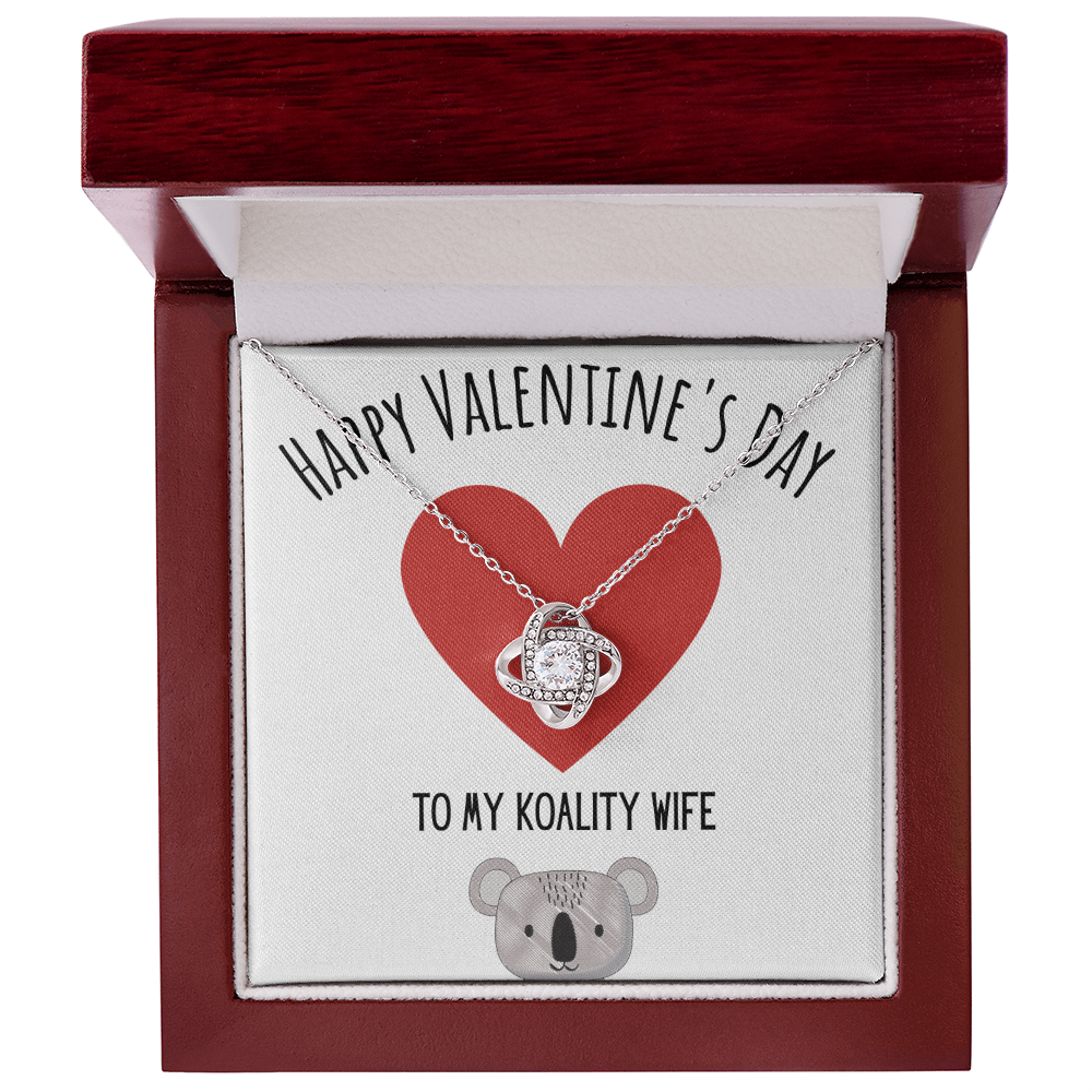 Funny Koala Valentines Day Love Knot Necklace Jewelry Gift For Wife, Funny Wife V-Day Present From Husband, Cute Valentine's Day Message Card Jewelry by Best Gifts 305