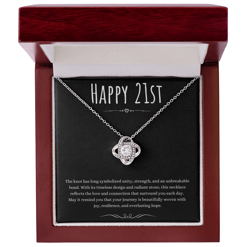 21st Birthday Gift Love Knot Necklace For Woman Turning 21 Meaningful Jewelry Message Card Present by Best Gifts 305