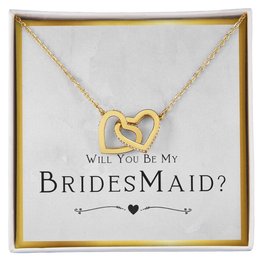 Bridesmaid Proposal Gift, Will You Be My Bridesmaid, Bridesmaid Gift From Bride - Interlocking Hearts Necklace with Message Card by Best Gifts 305