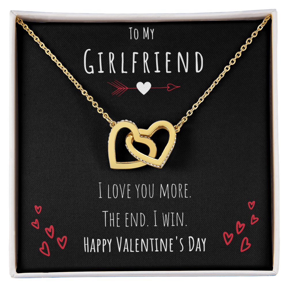To My Girlfriend I Love You More Interlocking Hearts Necklace Jewelry Message Card Valentines Day Gift For Her From Boyfriend by Best Gifts 305