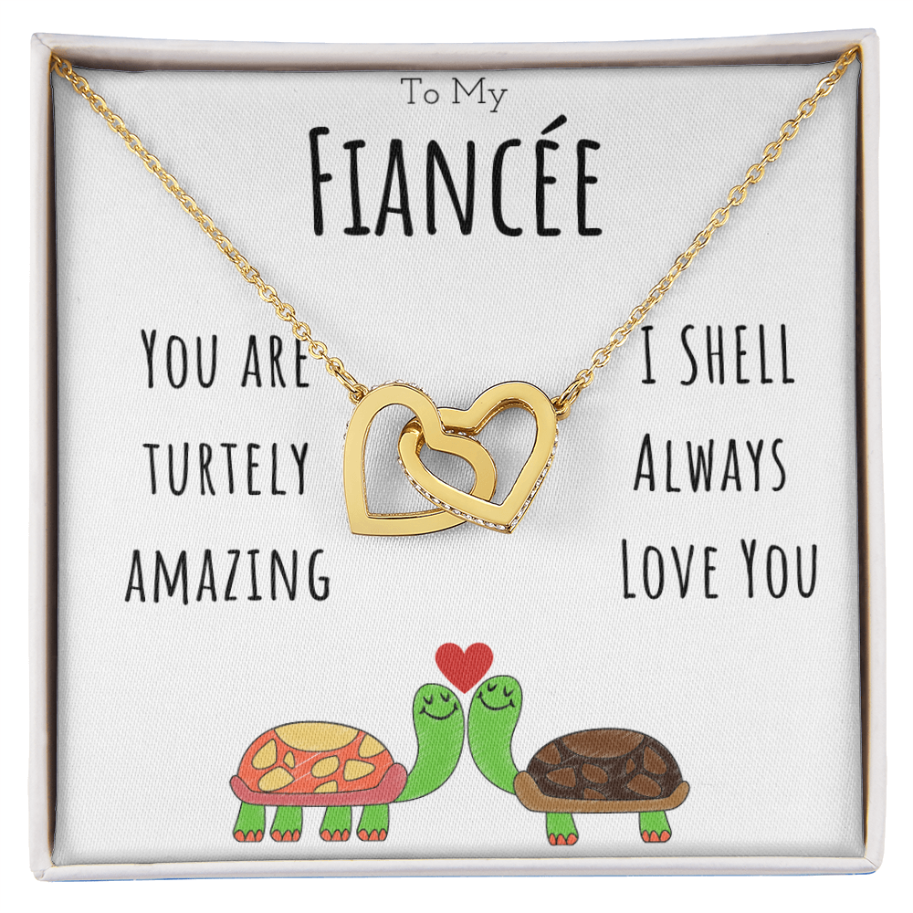 To My Fiancée Funny Turtle Message Card Jewelry Interlocking Hearts Necklace Gift From Fiancé, Cute Turtle Animal Pun Birthday Gift For Fiancée, Anniversary Present For Her by Best Gifts 305