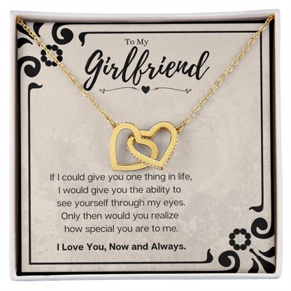 Boyfriend To Girlfriend Birthday Gift Message Card Jewelry Interlocking Hearts Necklace, Heartwarming Mothers Day Present From Boyfriend, Girlfriend Anniversary Valentines Day Gift For Her by Best Gifts 305