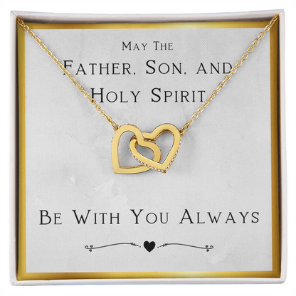 Christian Jewelry, For Women, Confirmation Gift For Girl, Gifts For Her, Holy Spirit Be With You, Catholic Gifts - Interlocking Hearts Necklace with Message Card by Best Gifts 305