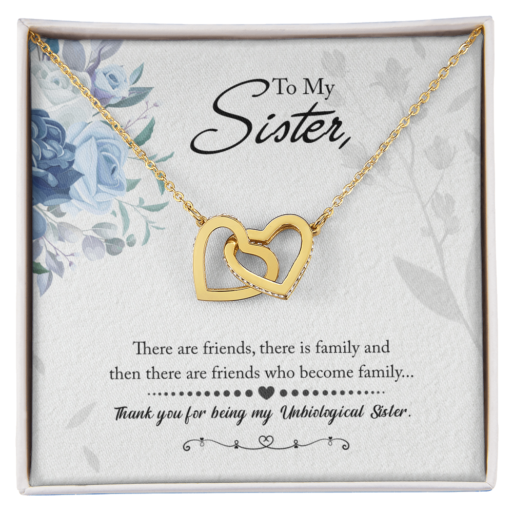 Thank You For Being My Unbiological Sister, Interlocking Hearts Necklace To My Unbiological Sister, Unbiological Sister Friendship Gift by Best Gifts 305