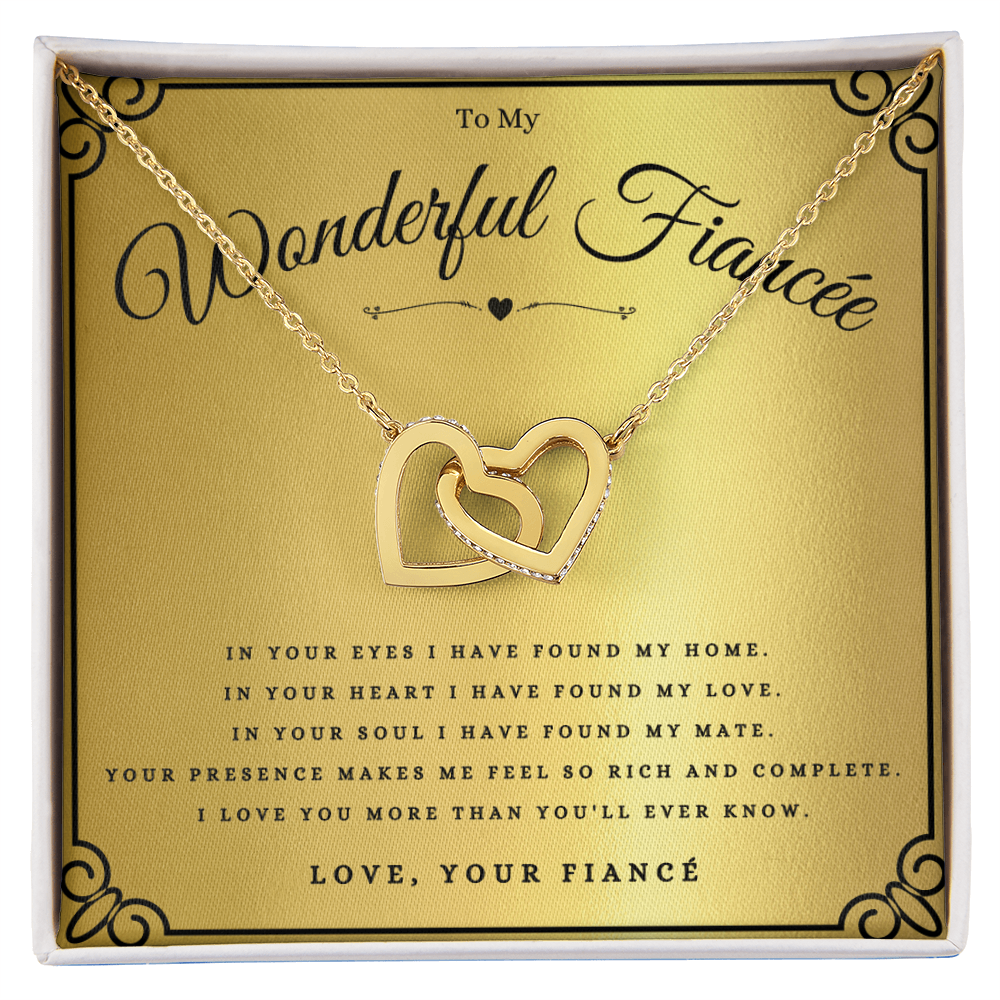 To My Wonderful Fiancée Interlocking Hearts Necklace Gift For Fiancée Anniversary, Fiancée Valentines Day Message Card Christmas Present From Fiancé, Fiancée Birthday Jewelry Gift by Best Gifts 305