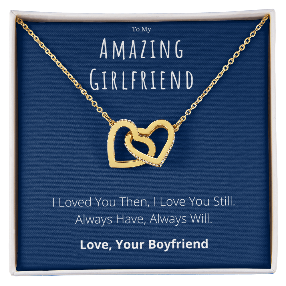 To My Amazing Girlfriend Interlocking Hearts Necklace Anniversary Message Card Jewelry Gift From Boyfriend, Heartwarming Girlfriend Valentines Day Present by Best Gifts 305