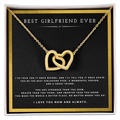 Best Girlfriend Ever Anniversary Message Card Jewelry Interlocking Hearts Necklace Gift From Boyfriend for Valentines Day Birthday Present, Christmas Gifts For Girlfriend by Best Gifts 305