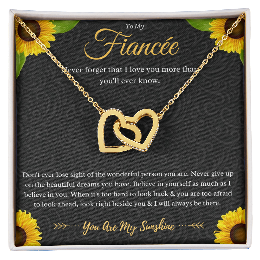 To My Fiancée Interlocking Hearts Necklace Gift From Fiancé, Fiancée Anniversary Present, Fiancée Valentines Day Message Card Jewelry Gift For Birthday by Best Gifts 305