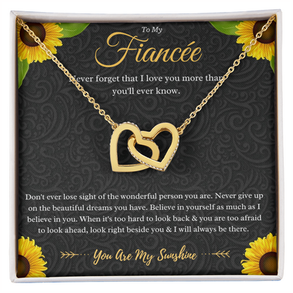To My Fiancée Interlocking Hearts Necklace Gift From Fiancé, Fiancée Anniversary Present, Fiancée Valentines Day Message Card Jewelry Gift For Birthday by Best Gifts 305