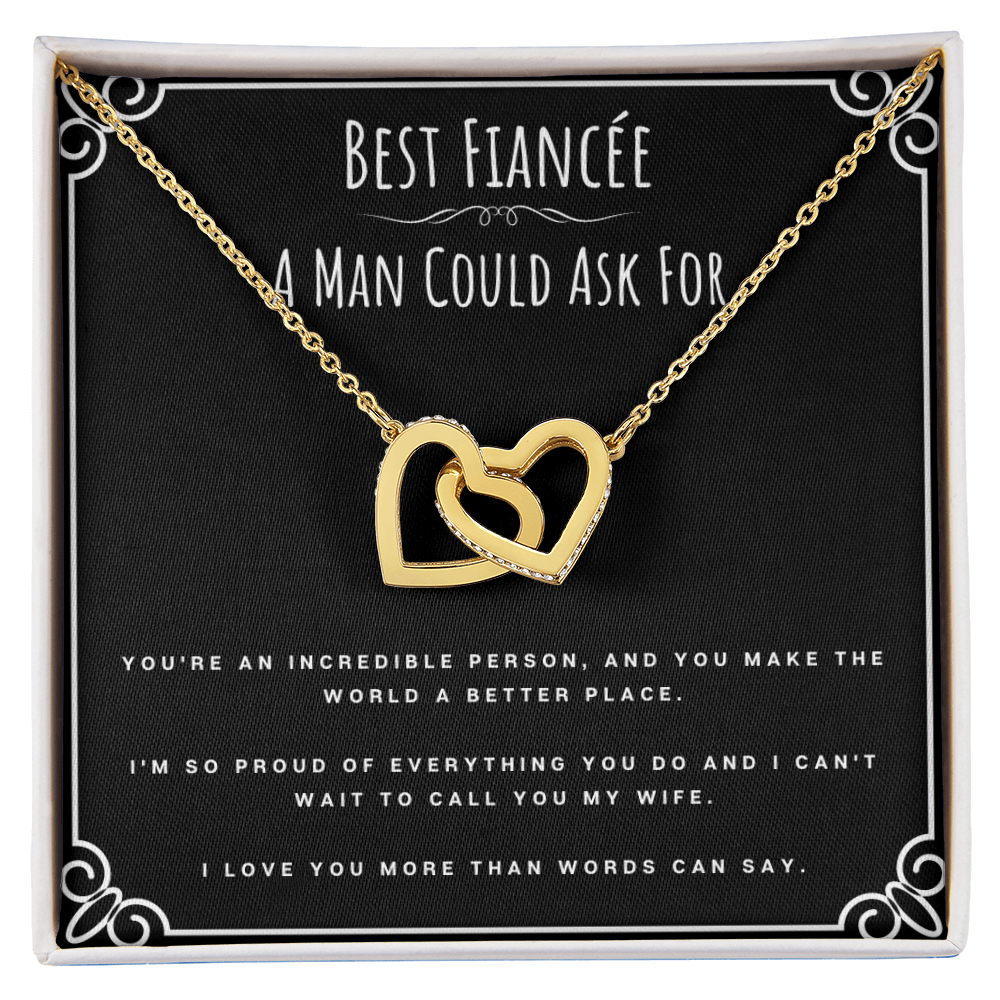 Best Fiancée A Man Could Ask For Valentines Day Message Card Jewelry Interlocking Hearts Necklace Gift From Fiancé, Fiancée Anniversary Present, Birthday Christmas Gifts For Fiancée by Best Gifts 305