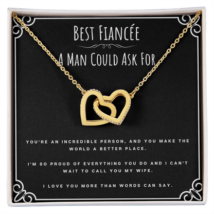 Best Fiancée A Man Could Ask For Valentines Day Message Card Jewelry Interlocking Hearts Necklace Gift From Fiancé, Fiancée Anniversary Present, Birthday Christmas Gifts For Fiancée by Best Gifts 305