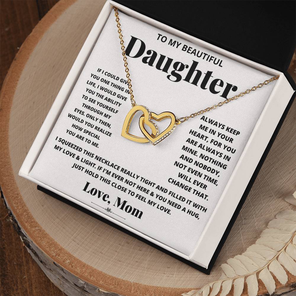 To My Beautiful Daughter, Just Hold This To Feel My Love Necklace