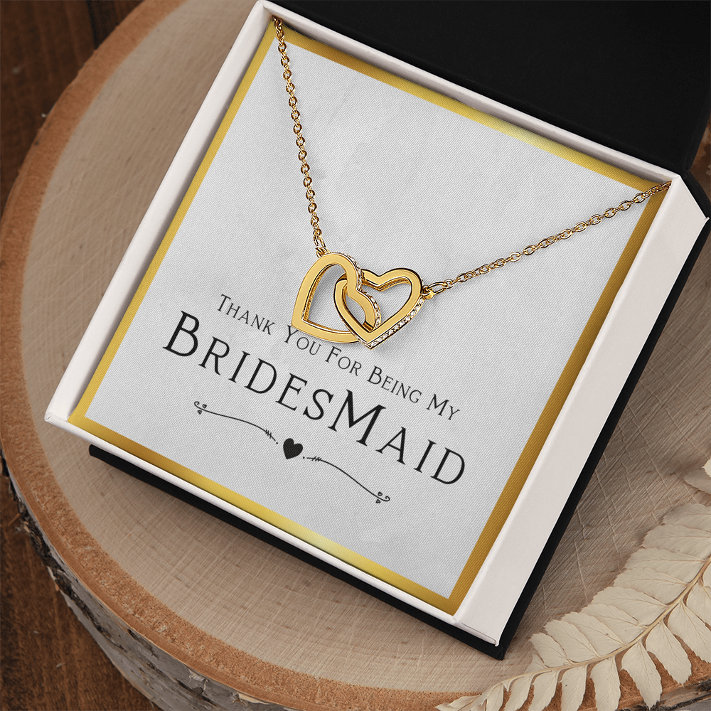 Bridesmaid Gift For Wedding Day, Thank You For Being My Bridesmaid, Bridesmaid Gift From Bride, Bride Tribe Present - Interlocking Hearts Necklace with Message Card by Best Gifts 305