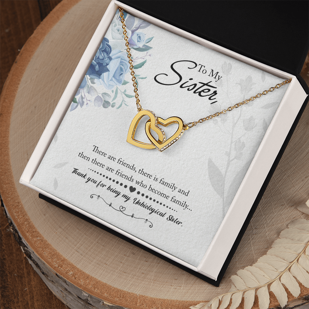 Thank You For Being My Unbiological Sister, Interlocking Hearts Necklace To My Unbiological Sister, Unbiological Sister Friendship Gift by Best Gifts 305