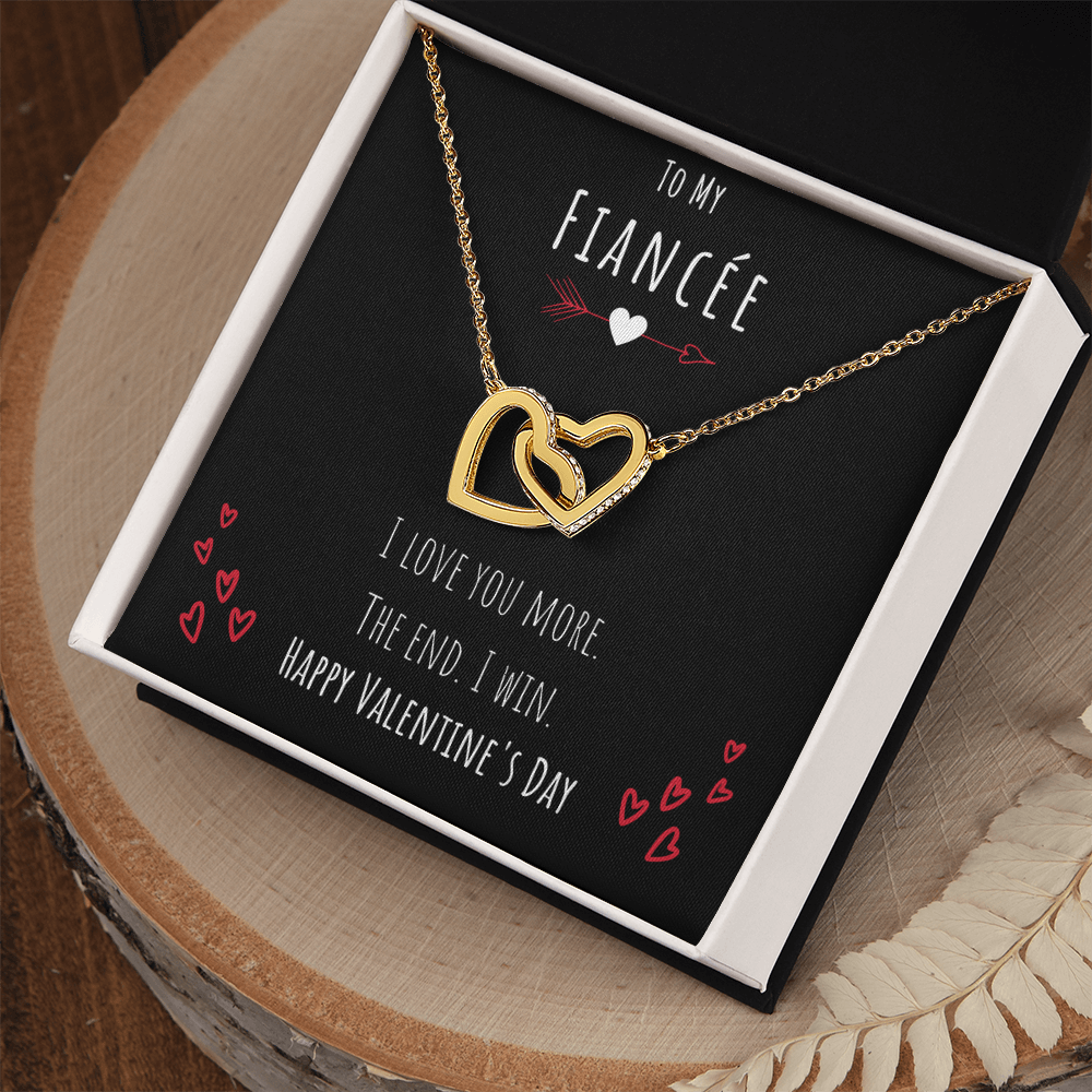 To My Fiancée I Love You More Interlocking Hearts Necklace Jewelry Message Card Valentines Day Gift For Her From Fiancé by Best Gifts 305