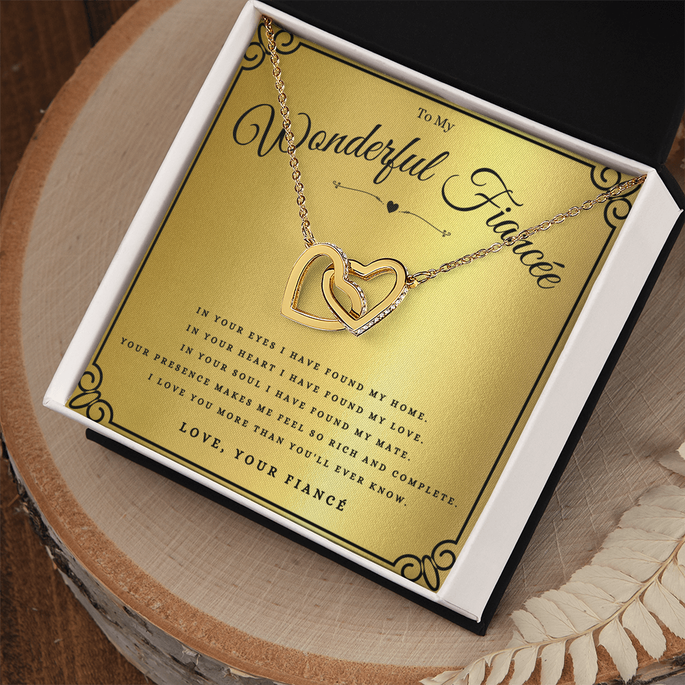 To My Wonderful Fiancée Interlocking Hearts Necklace Gift For Fiancée Anniversary, Fiancée Valentines Day Message Card Christmas Present From Fiancé, Fiancée Birthday Jewelry Gift by Best Gifts 305