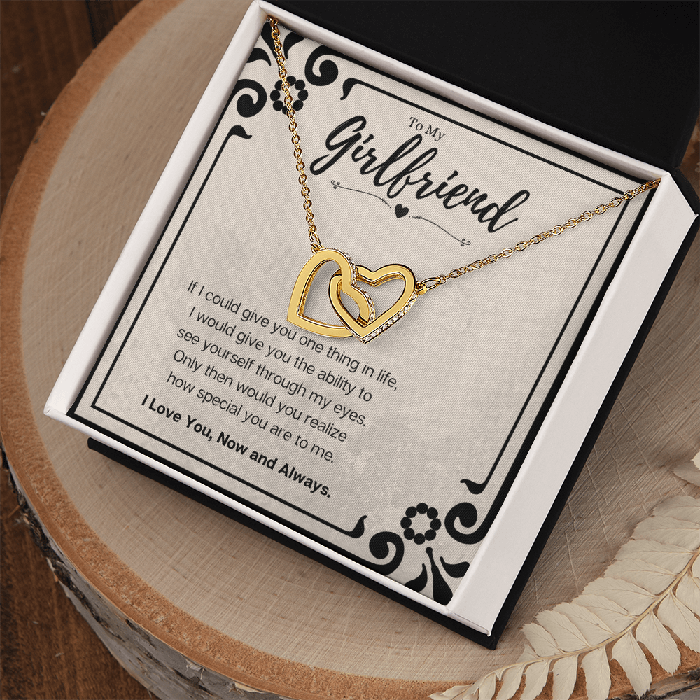 Boyfriend To Girlfriend Birthday Gift Message Card Jewelry Interlocking Hearts Necklace, Heartwarming Mothers Day Present From Boyfriend, Girlfriend Anniversary Valentines Day Gift For Her by Best Gifts 305