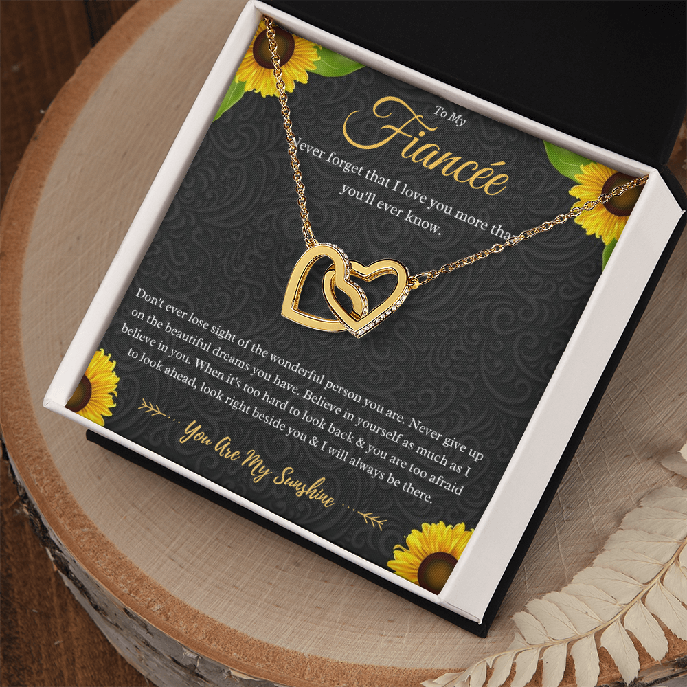 To My Fiancée Interlocking Hearts Necklace Gift From Fiancé, Fiancée Anniversary Present, Fiancée Valentines Day Message Card Jewelry Gift For Birthday by Best Gifts 305