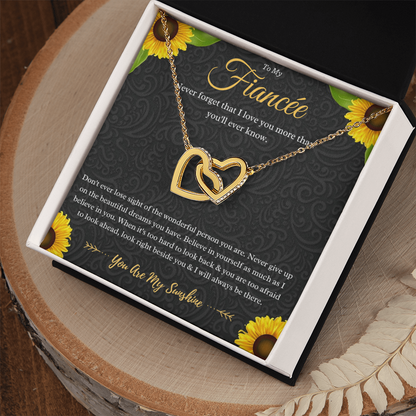 To My Fiancée Interlocking Hearts Necklace Gift From Fiancé, Fiancée Anniversary Present, Fiancée Valentines Day Message Card Jewelry Gift For Birthday by Best Gifts 305