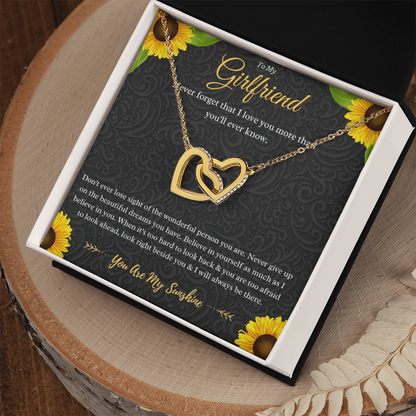To My Girlfriend Interlocking Hearts Necklace Gift From Boyfriend, Girlfriend Anniversary Present, Girlfriend Valentines Day Message Card Jewelry Gift For Birthday by Best Gifts 305