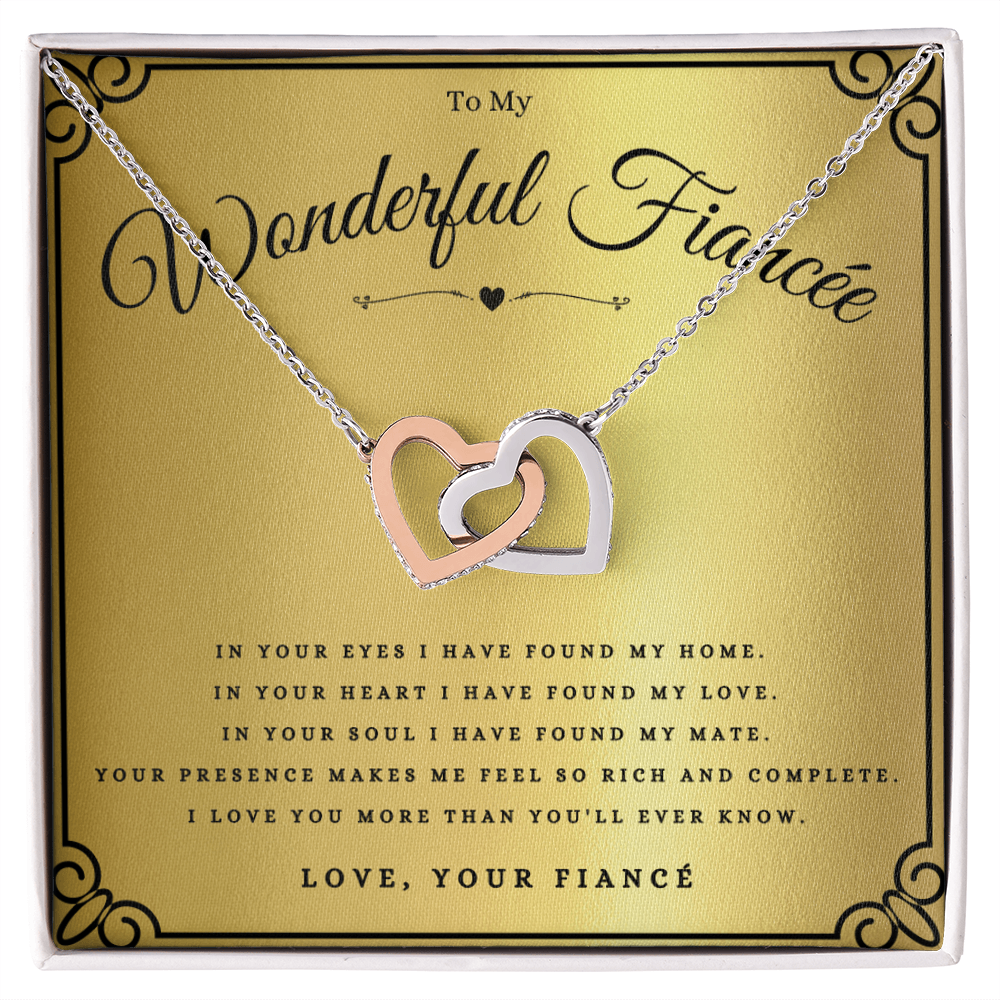 To My Wonderful Fiancée Interlocking Hearts Necklace Gift For Fiancée Anniversary, Fiancée Valentines Day Message Card Christmas Present From Fiancé, Fiancée Birthday Jewelry Gift by Best Gifts 305
