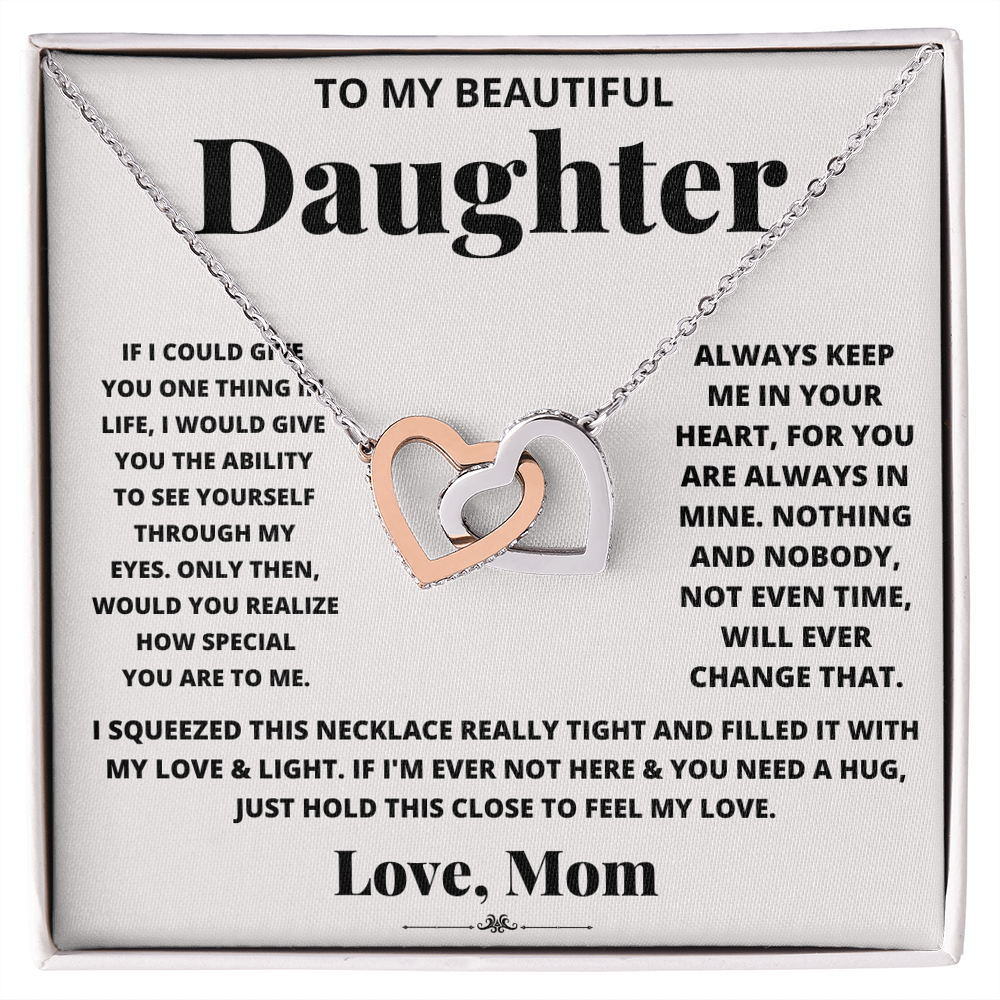To My Beautiful Daughter, Just Hold This To Feel My Love Necklace