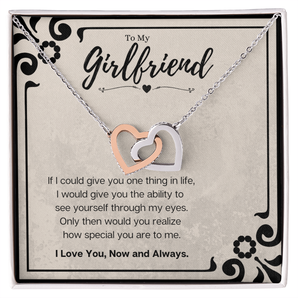 Boyfriend To Girlfriend Birthday Gift Message Card Jewelry Interlocking Hearts Necklace, Heartwarming Mothers Day Present From Boyfriend, Girlfriend Anniversary Valentines Day Gift For Her by Best Gifts 305