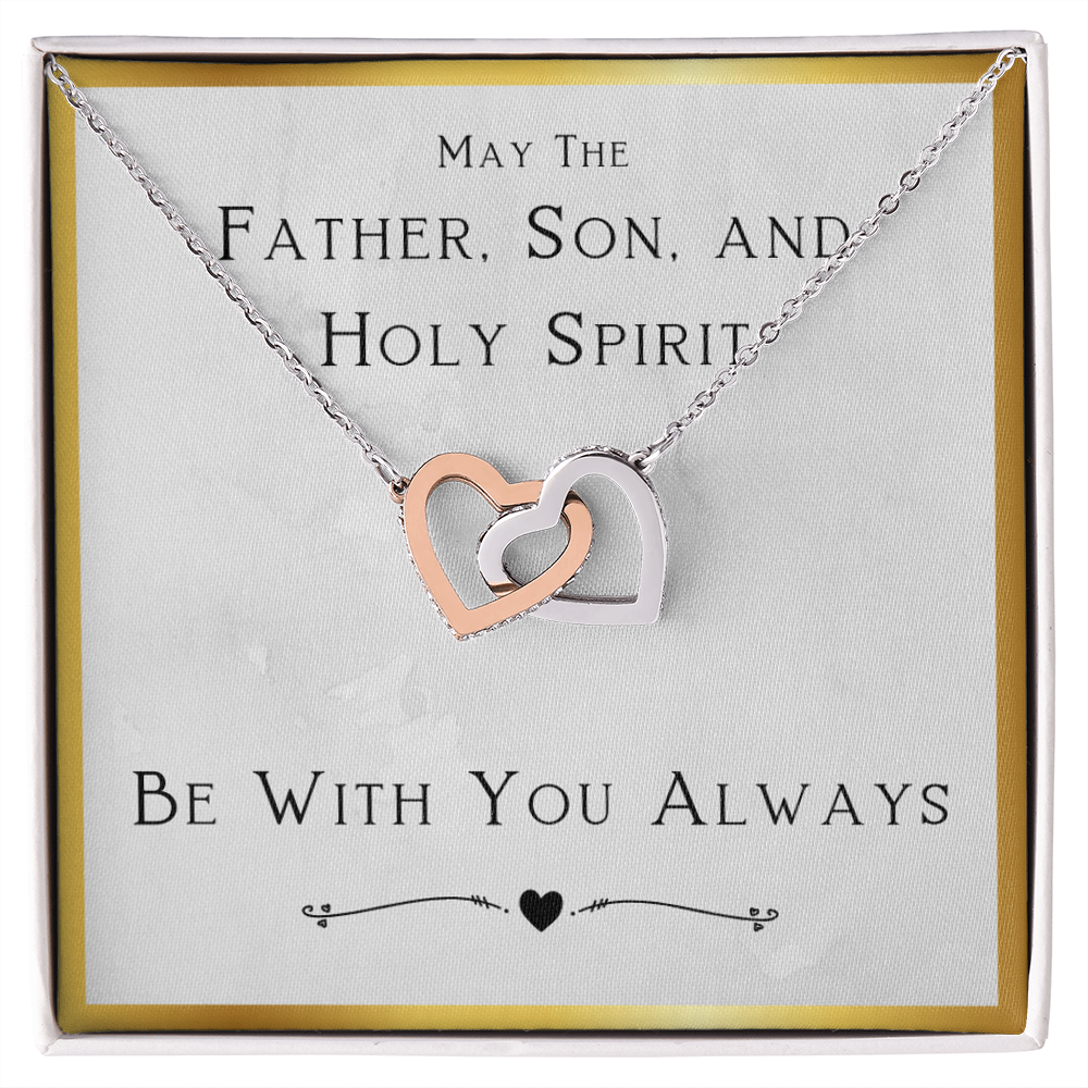 Christian Jewelry, For Women, Confirmation Gift For Girl, Gifts For Her, Holy Spirit Be With You, Catholic Gifts - Interlocking Hearts Necklace with Message Card by Best Gifts 305