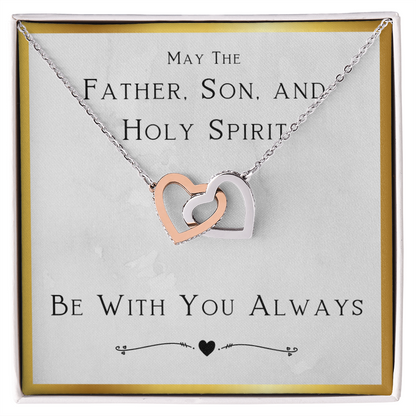 Christian Jewelry, For Women, Confirmation Gift For Girl, Gifts For Her, Holy Spirit Be With You, Catholic Gifts - Interlocking Hearts Necklace with Message Card by Best Gifts 305