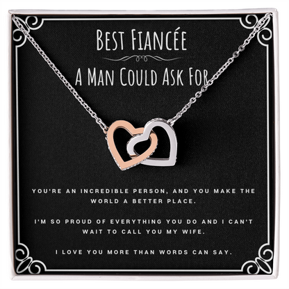 Best Fiancée A Man Could Ask For Valentines Day Message Card Jewelry Interlocking Hearts Necklace Gift From Fiancé, Fiancée Anniversary Present, Birthday Christmas Gifts For Fiancée by Best Gifts 305