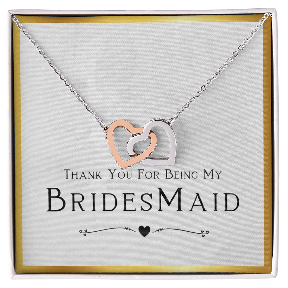 Bridesmaid Gift For Wedding Day, Thank You For Being My Bridesmaid, Bridesmaid Gift From Bride, Bride Tribe Present - Interlocking Hearts Necklace with Message Card by Best Gifts 305