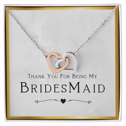Bridesmaid Gift For Wedding Day, Thank You For Being My Bridesmaid, Bridesmaid Gift From Bride, Bride Tribe Present - Interlocking Hearts Necklace with Message Card by Best Gifts 305