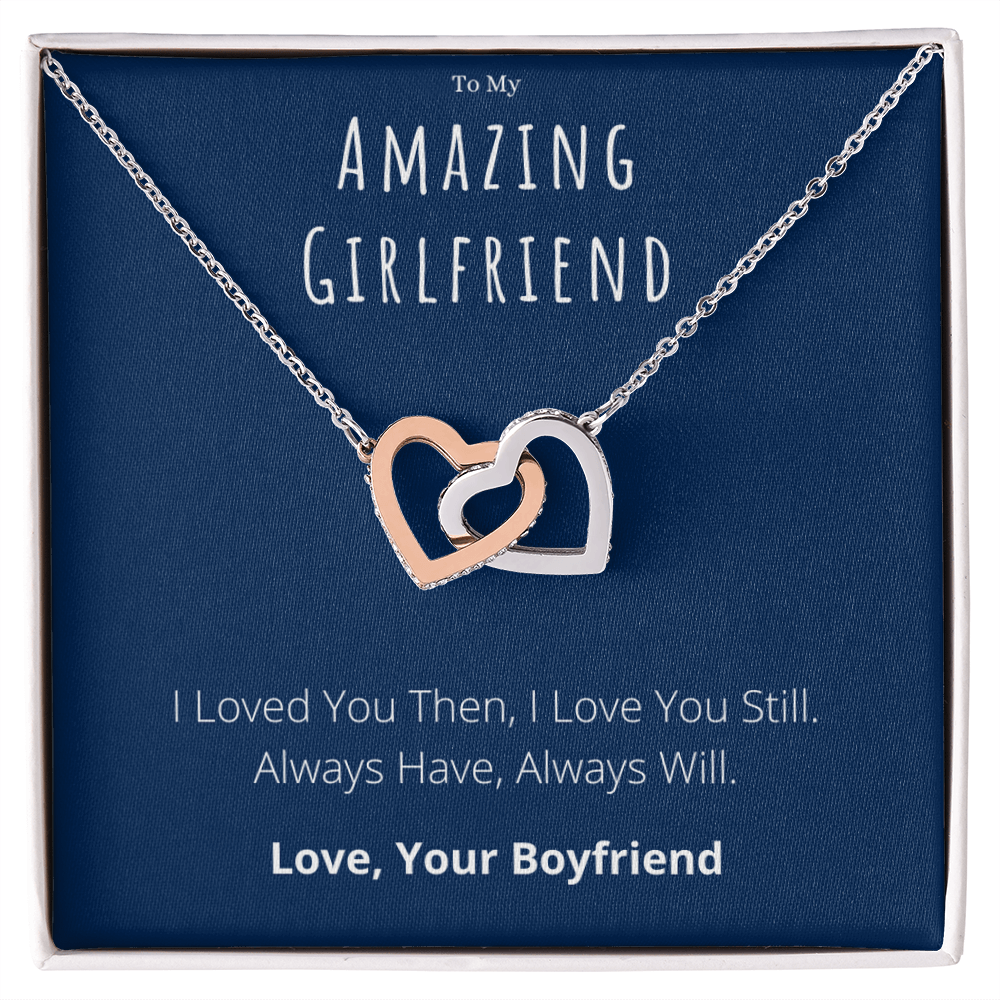 To My Amazing Girlfriend Interlocking Hearts Necklace Anniversary Message Card Jewelry Gift From Boyfriend, Heartwarming Girlfriend Valentines Day Present by Best Gifts 305