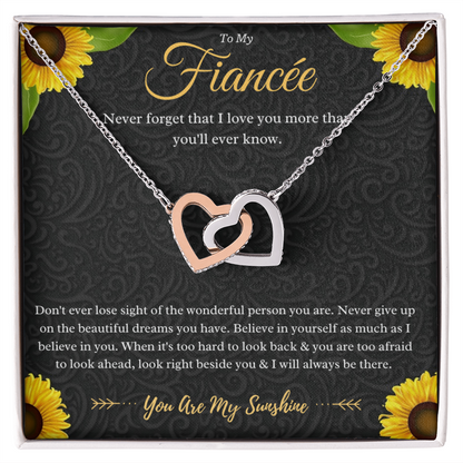 To My Fiancée Interlocking Hearts Necklace Gift From Fiancé, Fiancée Anniversary Present, Fiancée Valentines Day Message Card Jewelry Gift For Birthday by Best Gifts 305