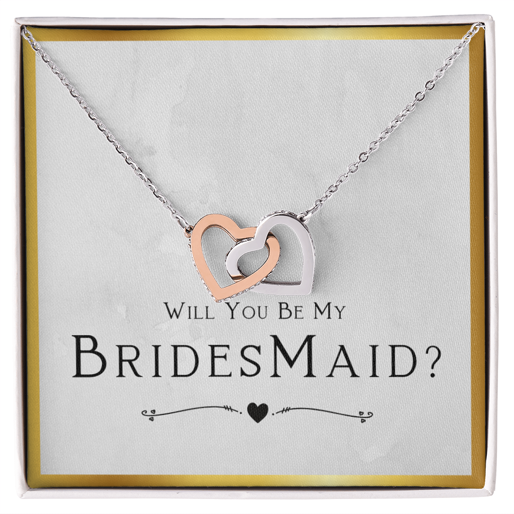 Bridesmaid Proposal Gift, Will You Be My Bridesmaid, Bridesmaid Gift From Bride - Interlocking Hearts Necklace with Message Card by Best Gifts 305