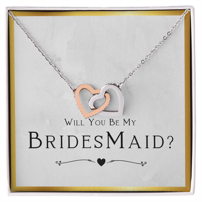 Bridesmaid Proposal Gift, Will You Be My Bridesmaid, Bridesmaid Gift From Bride - Interlocking Hearts Necklace with Message Card by Best Gifts 305