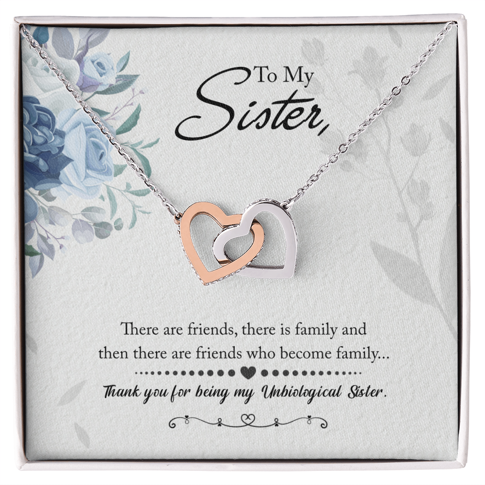 Thank You For Being My Unbiological Sister, Interlocking Hearts Necklace To My Unbiological Sister, Unbiological Sister Friendship Gift by Best Gifts 305