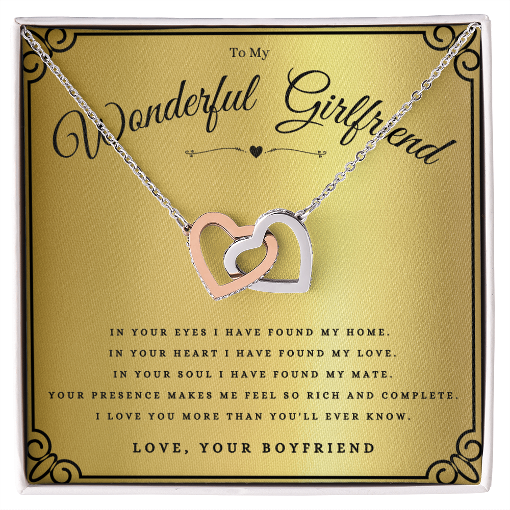 To My Wonderful Girlfriend Interlocking Hearts Necklace Gift For Girlfriend Anniversary, Girlfriend Valentines Day Message Card Christmas Present From Boyfriend, Girlfriend Birthday Jewelry Gift by Best Gifts 305