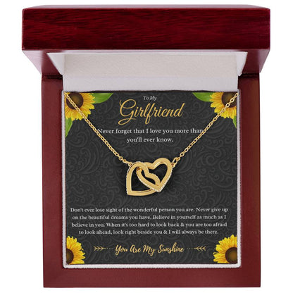 To My Girlfriend Interlocking Hearts Necklace Gift From Boyfriend, Girlfriend Anniversary Present, Girlfriend Valentines Day Message Card Jewelry Gift For Birthday by Best Gifts 305