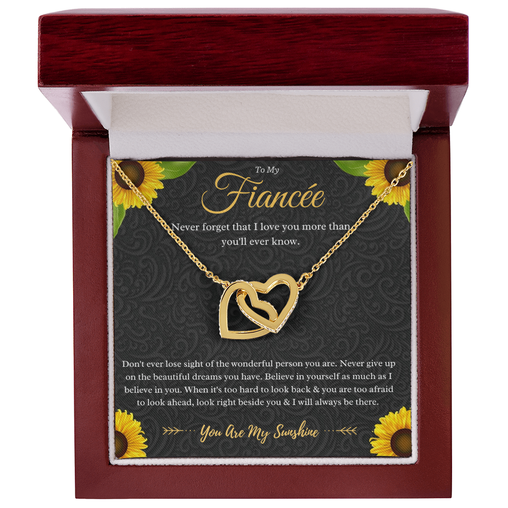 To My Fiancée Interlocking Hearts Necklace Gift From Fiancé, Fiancée Anniversary Present, Fiancée Valentines Day Message Card Jewelry Gift For Birthday by Best Gifts 305