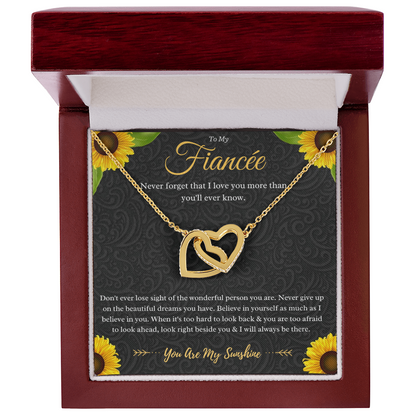 To My Fiancée Interlocking Hearts Necklace Gift From Fiancé, Fiancée Anniversary Present, Fiancée Valentines Day Message Card Jewelry Gift For Birthday by Best Gifts 305